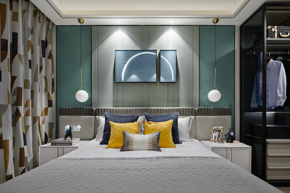 现代轻奢风格室内家装案例效果图-卧室床