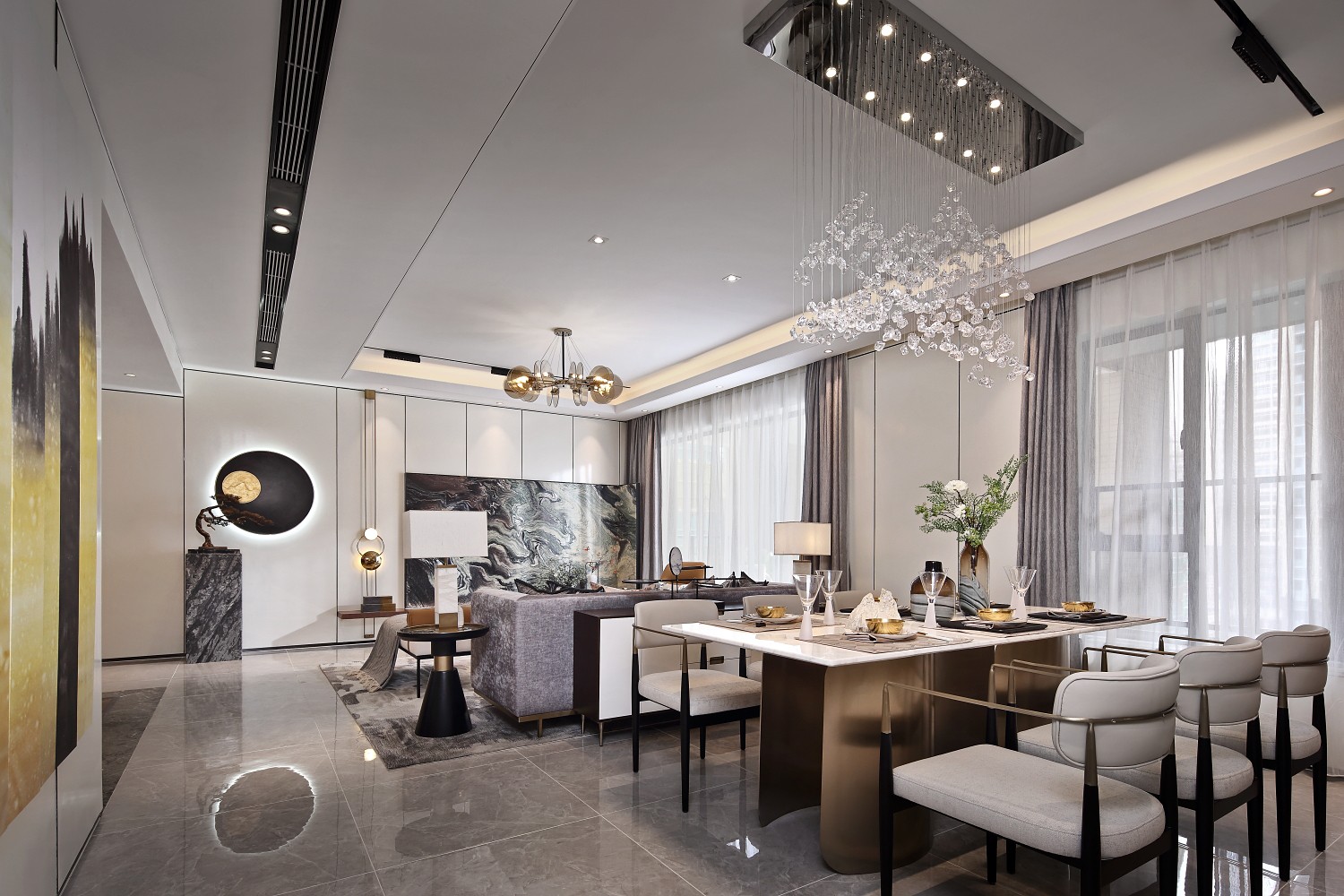 新中式风格室内家装案例效果图-客餐厅